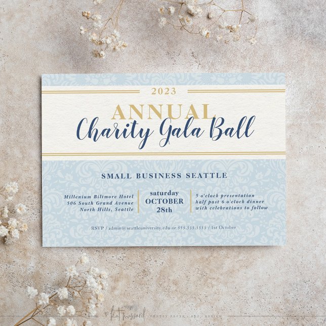 CHARITY GALA elegant-händelse för marinblått guld Inbjudningar (Skapare uppladdad)