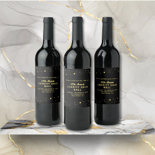 Charity Gala Fundraiser Elegant Black Guld Vinflaska Etikett