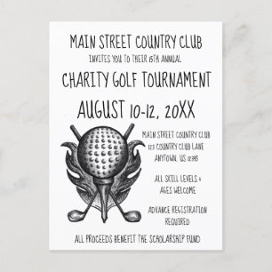 Charity Golf Tournament Sport Event Boll Klubbs Inbjudan Vykort