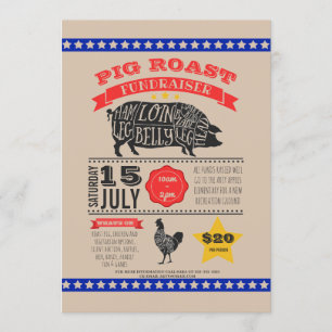 Charity gris roast Fundraiser PTA PTO-födelsedag Inbjudningar