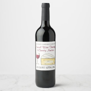Charity Vin Tasting Merlot Glass Brie Cheese Vinflaska Etikett