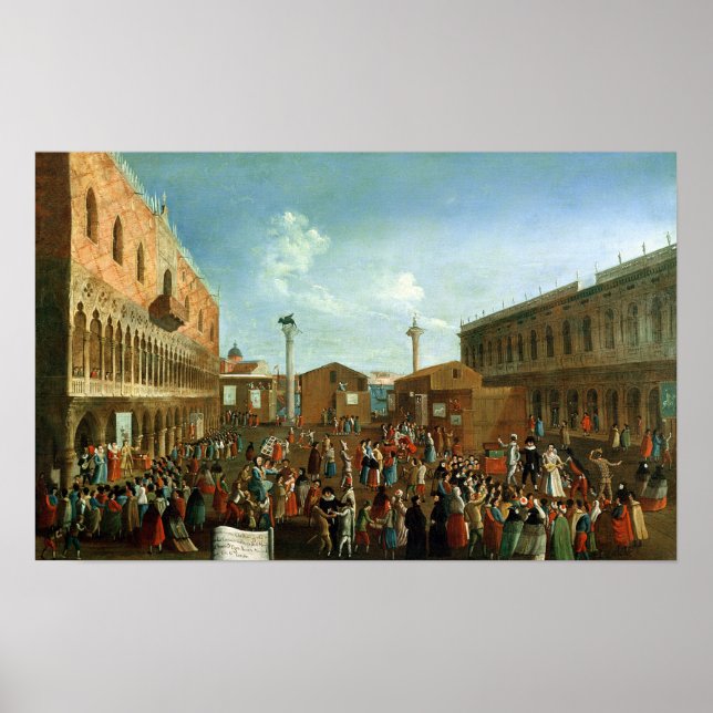 Charlataner i Piazzetta San Marco, Venedig Poster (Framsidan)
