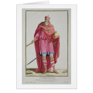 Charlemagne (742-814) från 'Receuil des Estampes, Hälsningskort