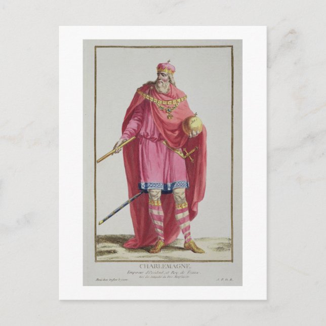 Charlemagne (742-814) från Receuil des Estampes Vykort (Framsida)