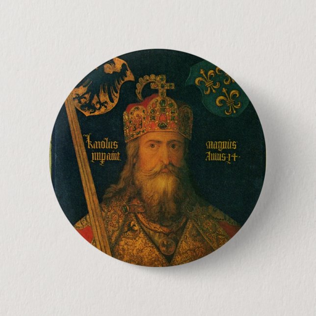 Charlemagne av Dürer Pinback knäppas Knapp (Framsida)