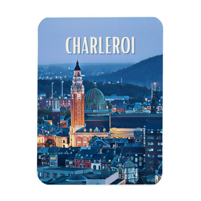 Charleroi Belgique Photo Vintage Magnet (Vertikal)