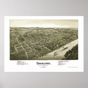 Charleroi panorama- karta för PA - 1897 Poster