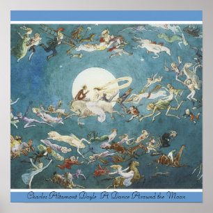 Charles Altamont Doyle A Dance runt Måne Poster