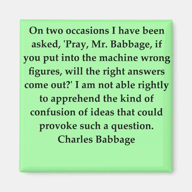 Charles Babbage Citat Magnet (Framsidan)