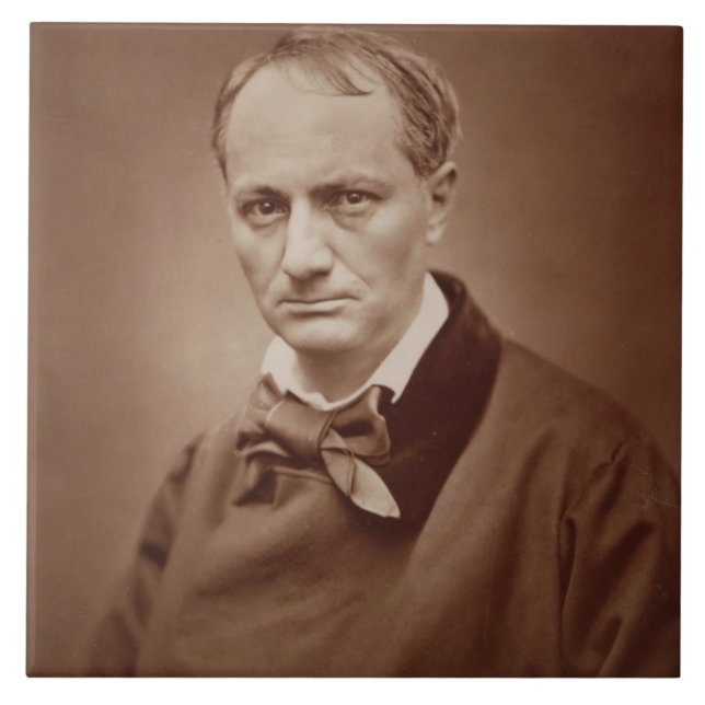Charles Baudelaire (1821-67), fransk poet, portrai Kakelplatta (Framsidan)