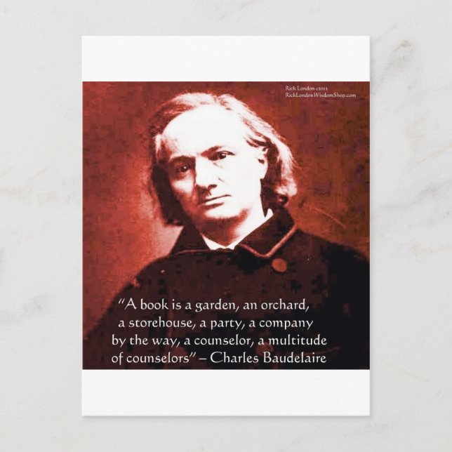 Charles Baudelaire "A Bok is" Wisdom Quote Gifts Vykort (Framsida)