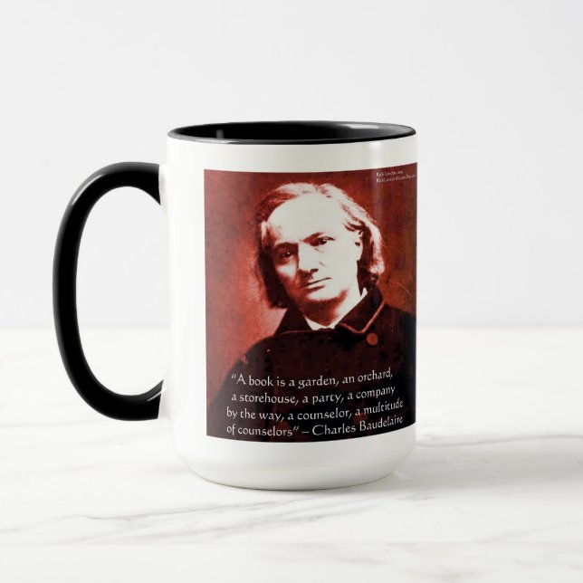 Charles Baudelaire "En bok är" Visdoms Citat Gåvor Mugg (Vänster)
