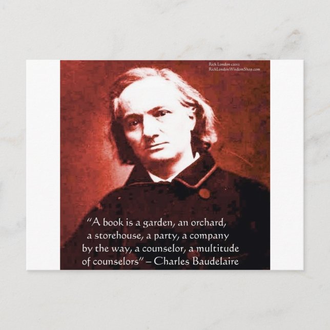 Charles Baudelaire "En bok är" Visdoms Citat Gåvor Vykort (Framsida)