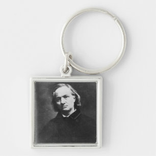 Charles Baudelaire Fyrkantig Silverfärgad Nyckelring