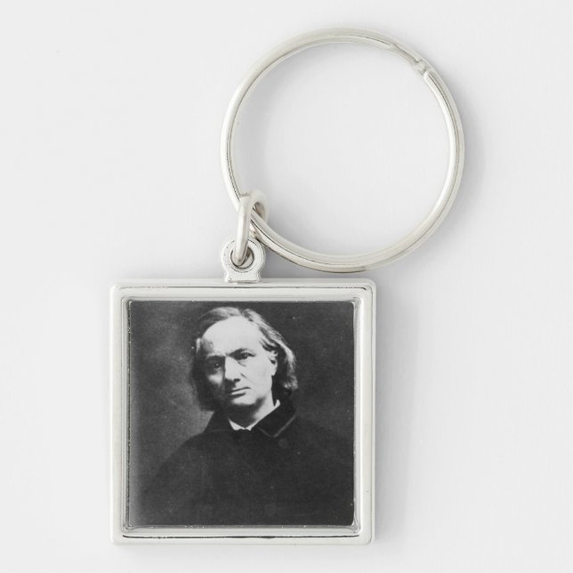 Charles Baudelaire Fyrkantig Silverfärgad Nyckelring (Framsidan)