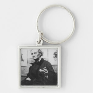 Charles Baudelaire med gravyrer, c.1863 Fyrkantig Silverfärgad Nyckelring
