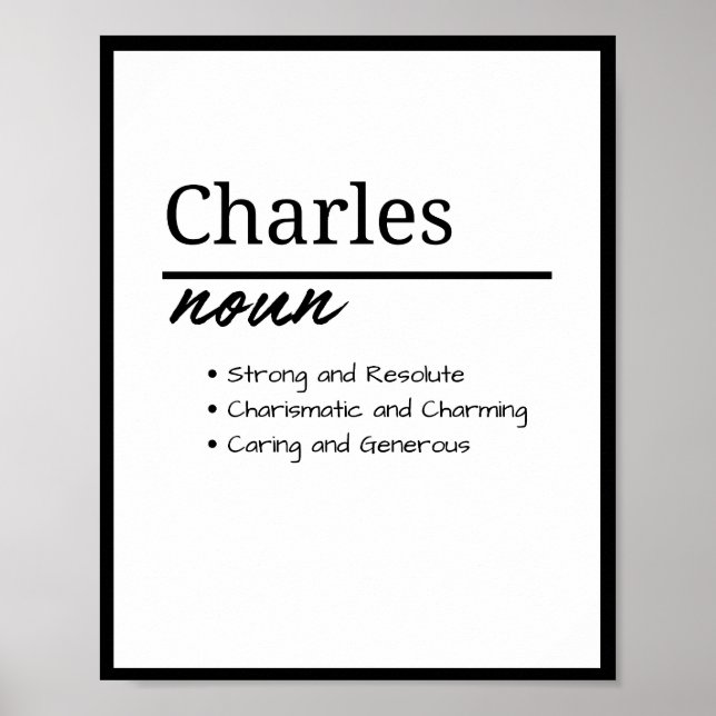 Charles, Boy Personalized Name Definition Poster (Framsidan)