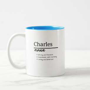 Charles, Boy Personalized Name Definition Två-Tonad Mugg