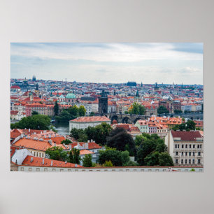 Charles bridge och St Nicolas-kyrkan - Prag Poster