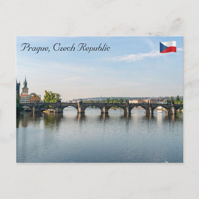 Charles bridge och Vltava River - Prag Vykort (Framsida)