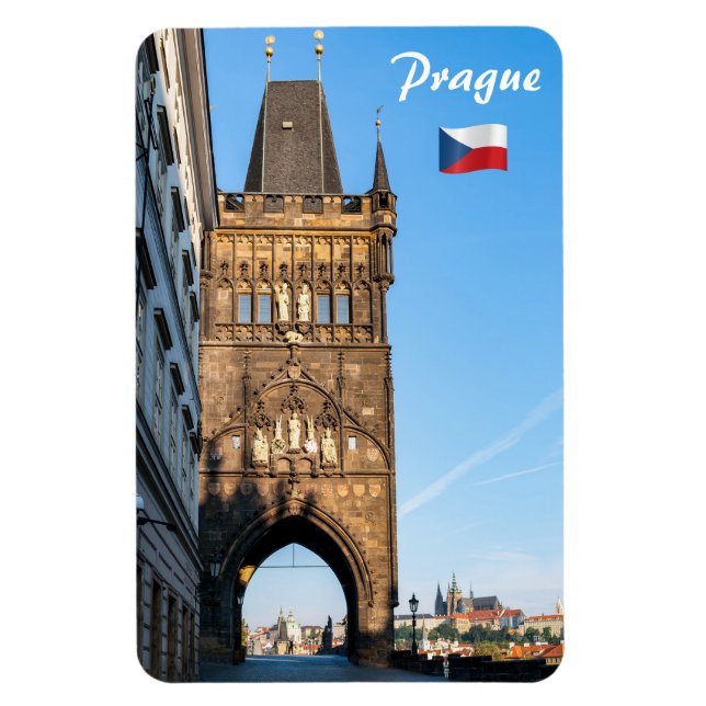 Charles bridge Old torn & Prag castle Magnet (Vertikal)