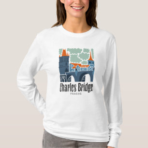 Charles Bridge Prag Czech abstrakt blommigt för re T Shirt