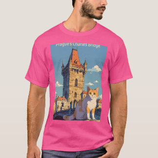 Charles Bridge Prag Dreams Cat Poster 80S Anime T Shirt