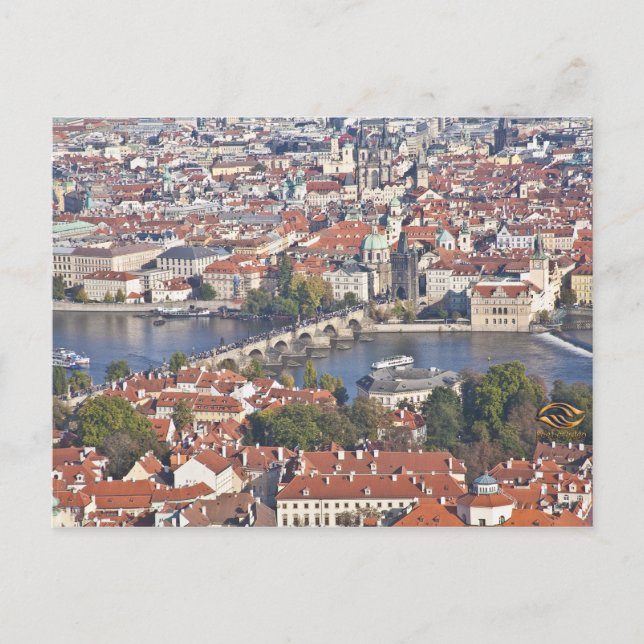 Charles Bridge Vltava River Prag Vykort (Framsida)