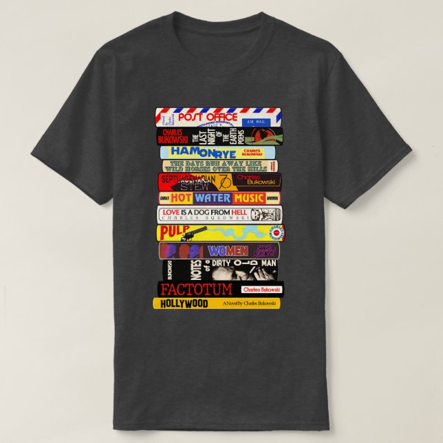 Charles Bukowski Bokar Stack T Shirt (Design framsida)