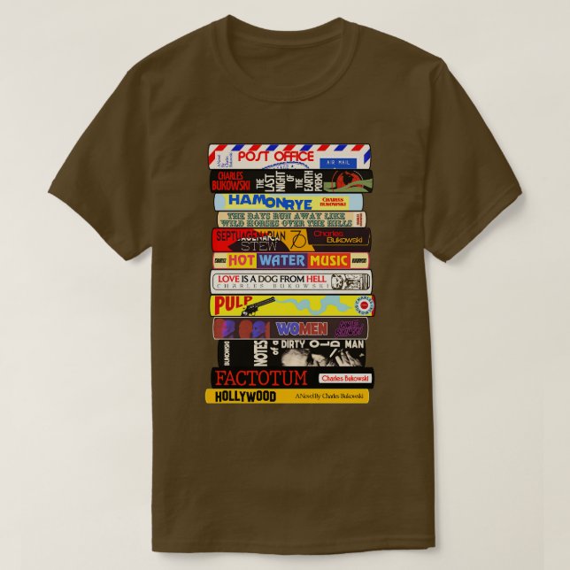Charles Bukowski Bokar Stack T Shirt (Design framsida)