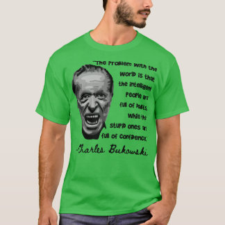 Charles Bukowski Porträtt och Quote 2 T Shirt