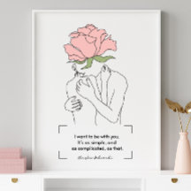 Charles Bukowski Rosa ros Line Art Kärlek citat