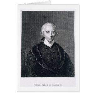 Charles Carroll of Carrollton, graverad av Asher B Hälsningskort