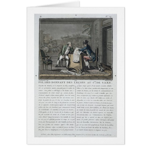 Charles Chevalier de Folard (1699-1751) instruerar Hälsningskort (Framsidan)