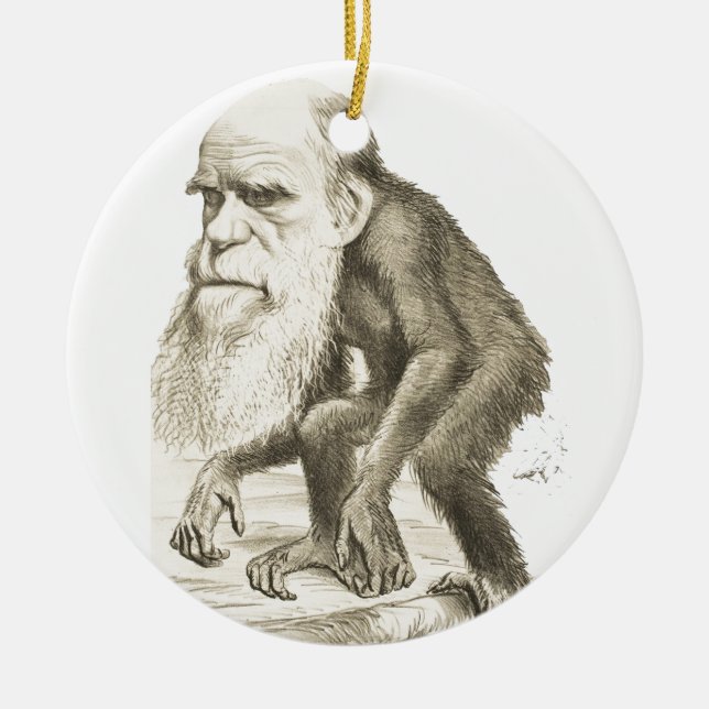 Charles Darwin apamanen Julgransprydnad Keramik (Framsidan)