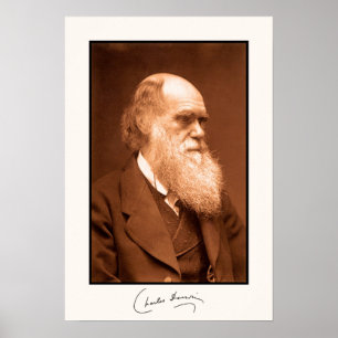 Charles Darwin, autographed Poster