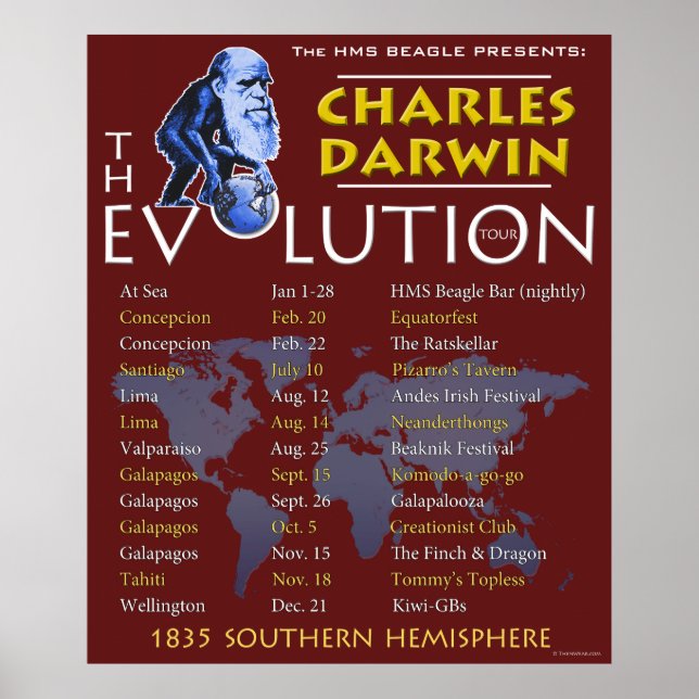 Charles Darwin 'Evolution Tour' Poster (Framsidan)