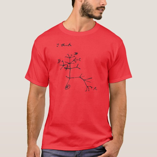 Charles Darwin - jag tänker (svarten) T-shirt (Framsida)