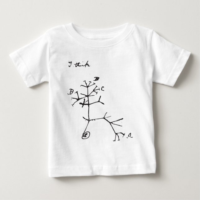 Charles Darwin - jag tänker (svarten) Tee Shirt (Framsida)