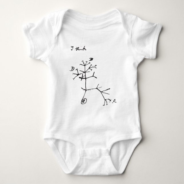 Charles Darwin - jag tänker (svarten) Tee Shirt (Framsida)