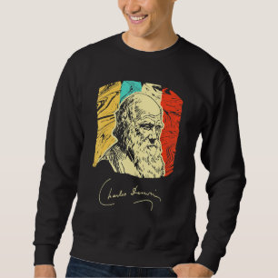 Charles Darwin Naturalist Biolog Scientist Retr Lång Ärmad Tröja