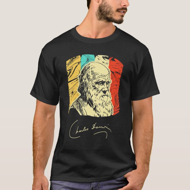 Charles Darwin Naturalist Biolog Scientist Retr T Shirt (Framsida)