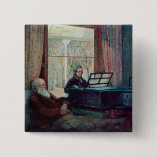 Charles Darwin och hans fru på pianot Knapp