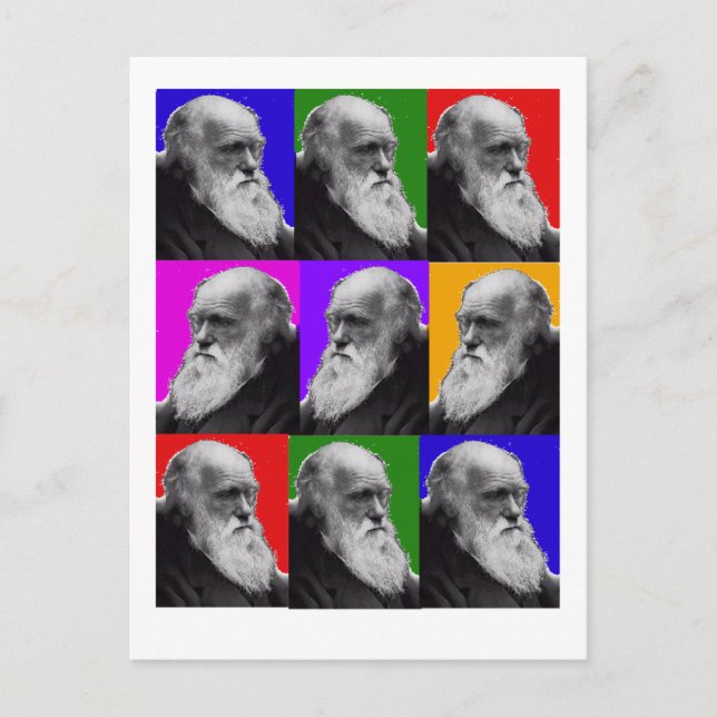Charles Darwin Pop Art Gifts for All Ages Vykort (Framsida)