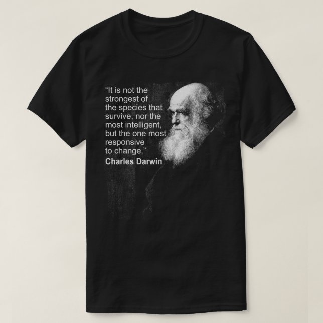 Charles Darwin Porträtt citat Evolution Atheist gi T Shirt (Design framsida)