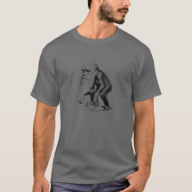 Charles Darwin som en Ape - Evolution T Shirt (Framsida)
