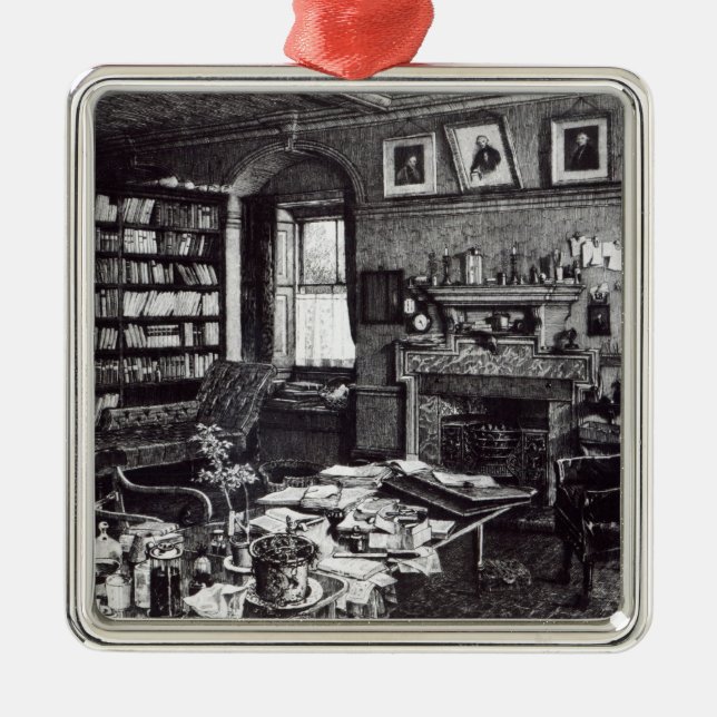 Charles Darwin studie på Down huset, 1882 Julgransprydnad Metall (Framsidan)