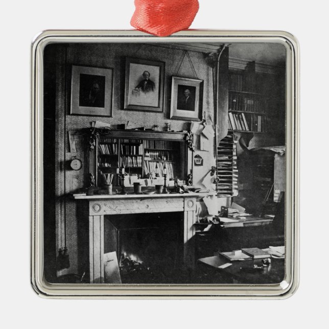 Charles Darwin studie på Down huset Julgransprydnad Metall (Framsidan)