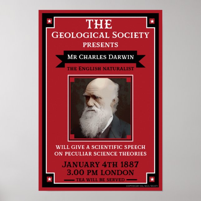 Charles Darwin Vintage Repro Retro Poster (Framsidan)