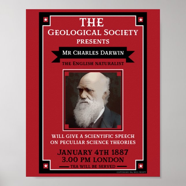 Charles Darwin Vintage Repro Retro Wall Art Poster (Framsidan)